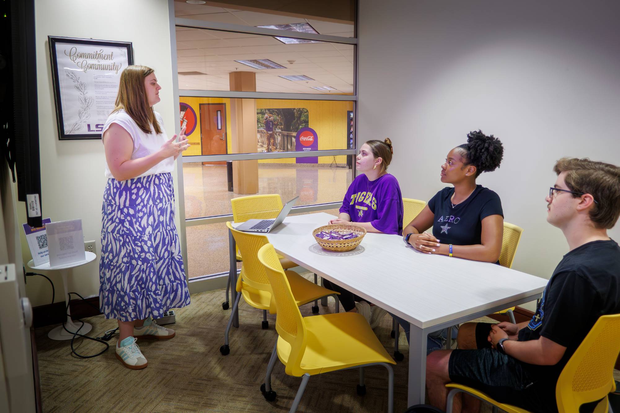 LSU students meet with a career coach in a group session