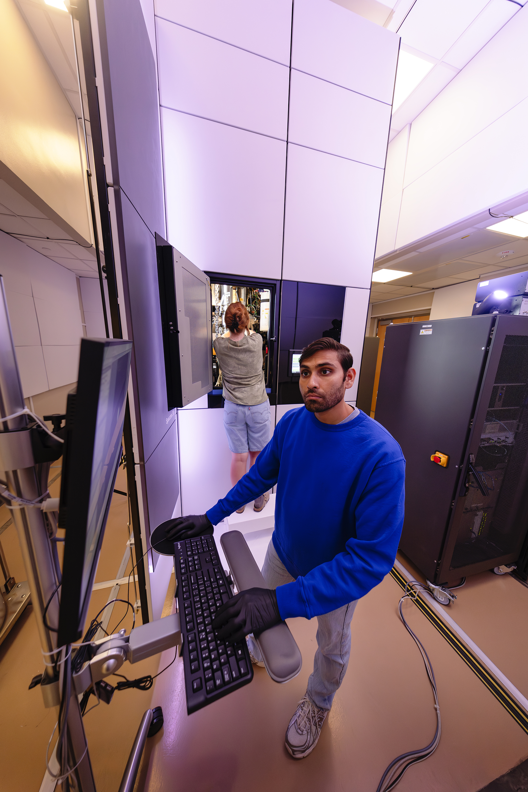 Researchers examine simulated lunar regolith particles at the atomic level.