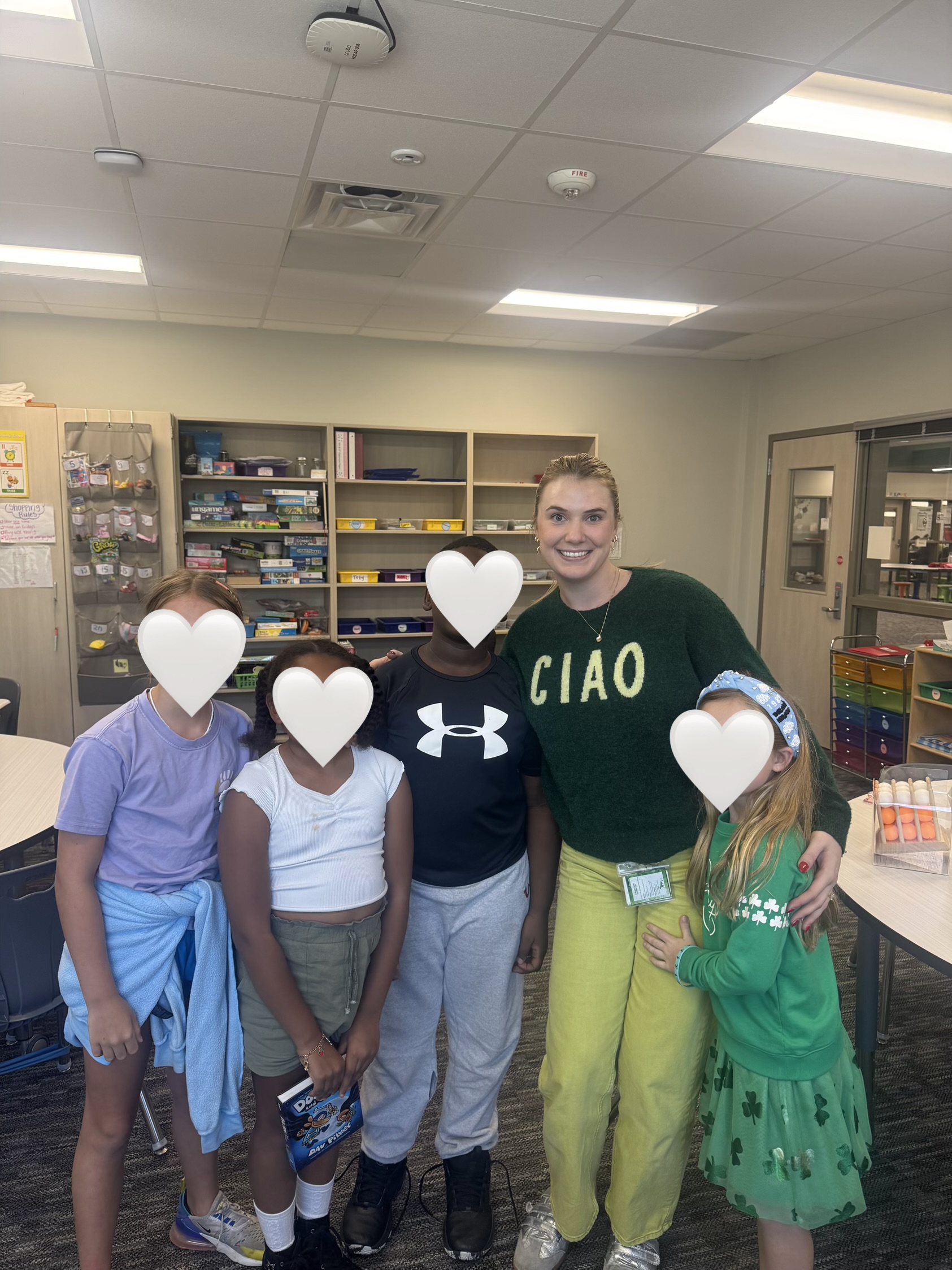 Kaleigh Stallings with students
