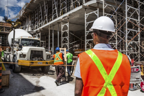 Construction worker at a construction site