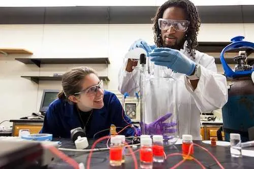 two people in a lab