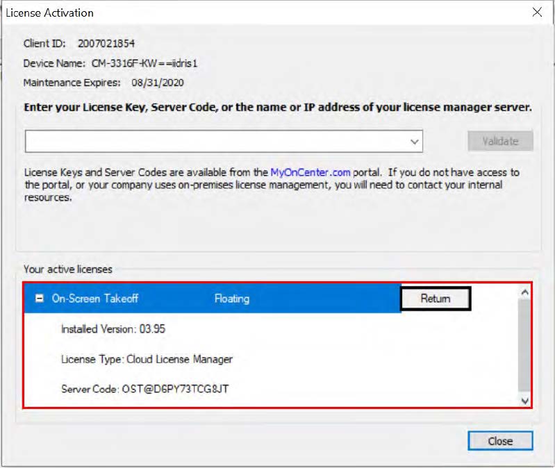 The software will be activated. You can see the licensing information in the window “Your active licenses”