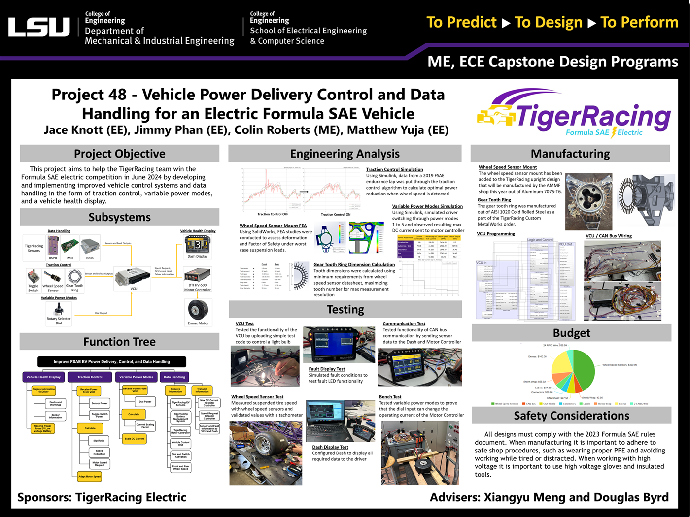 Project 48 Poster: Vehicle Power Delivery Control and Data Handling for an Electric Formula SAE Vehicle (2023) Project 48: Vehicle Power Delivery Control and Data Handling for an Electric Formula SAE Vehicle (2023)