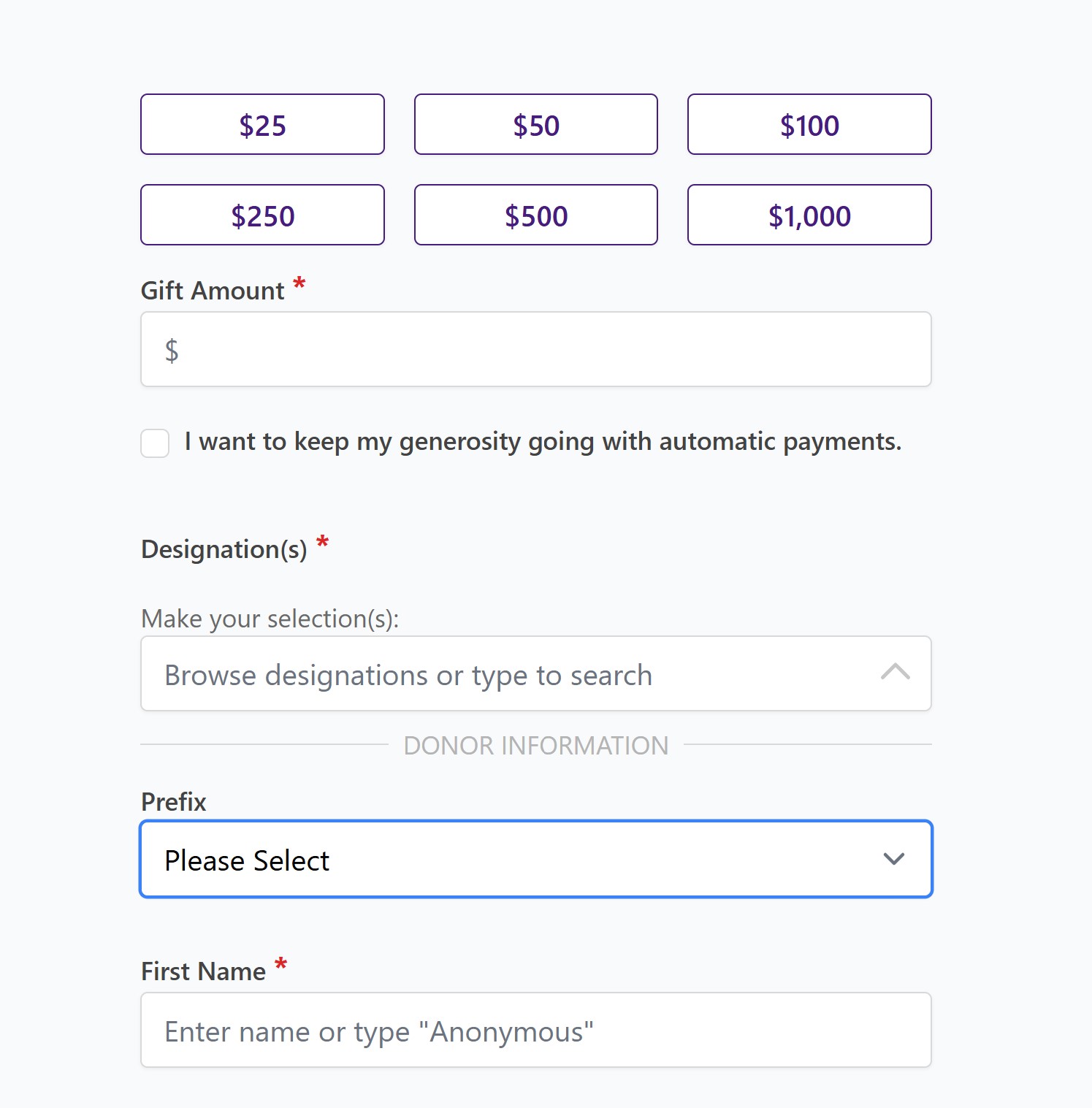 Donor Instruction