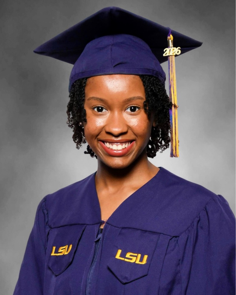 LSU Honors student Briana Barnum in her commencement regalia