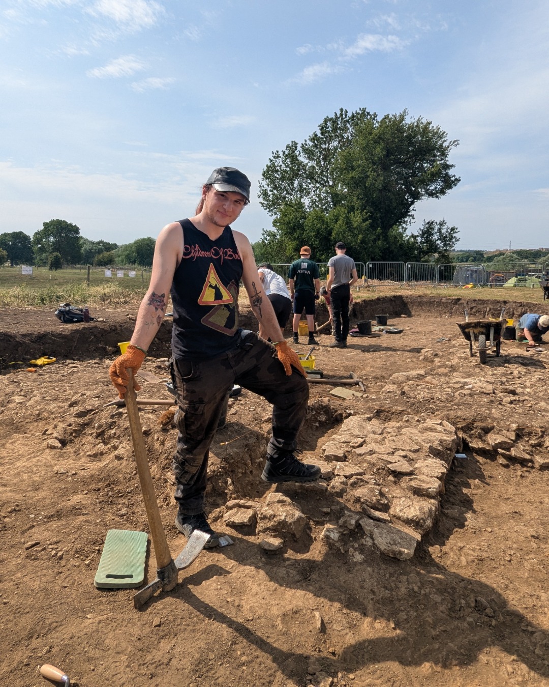 LSU Honors student Cam Crooks working at an archaeological dig site in England