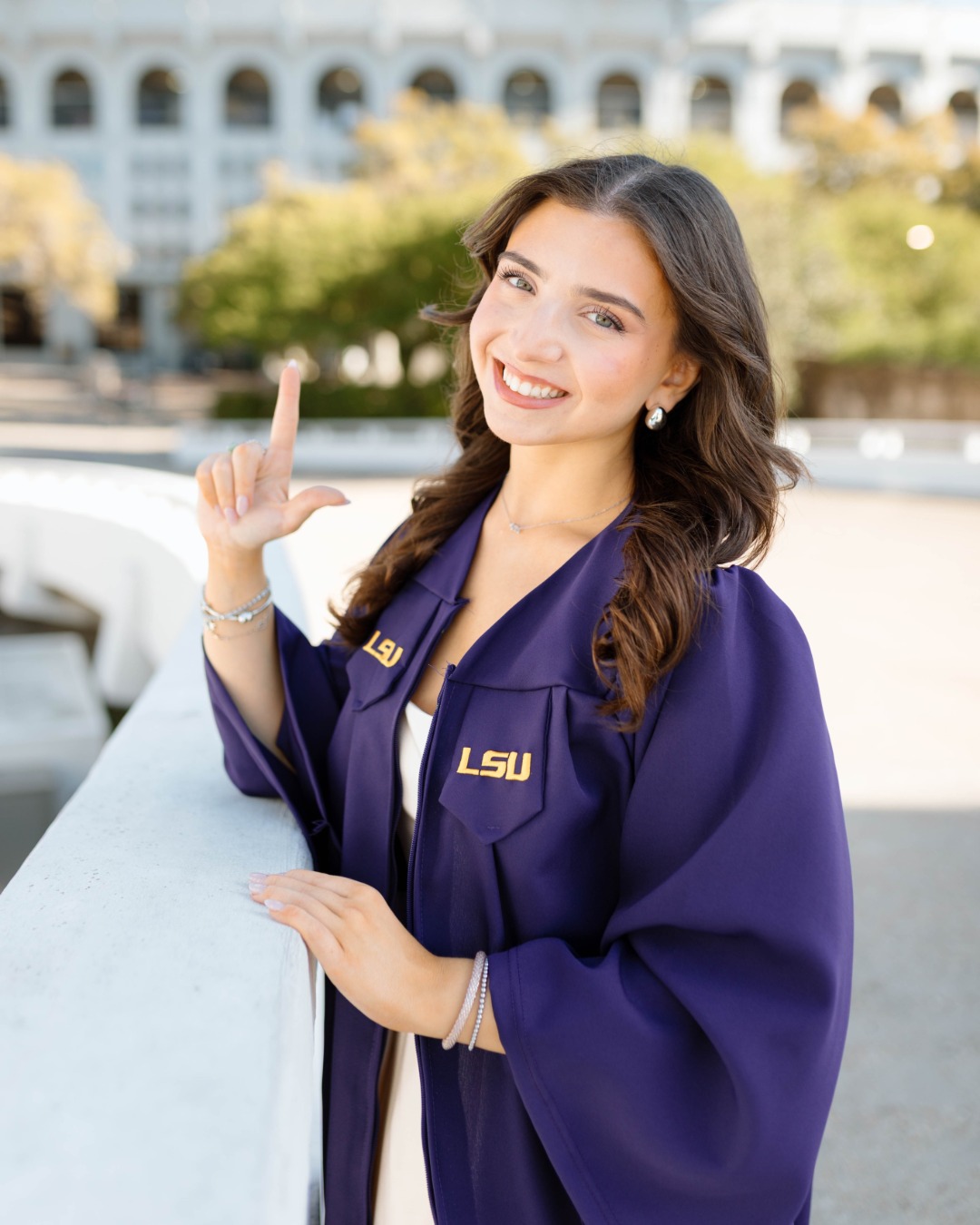 LSU Honors student Lucrezia Tomassetti in her commencement regalia
