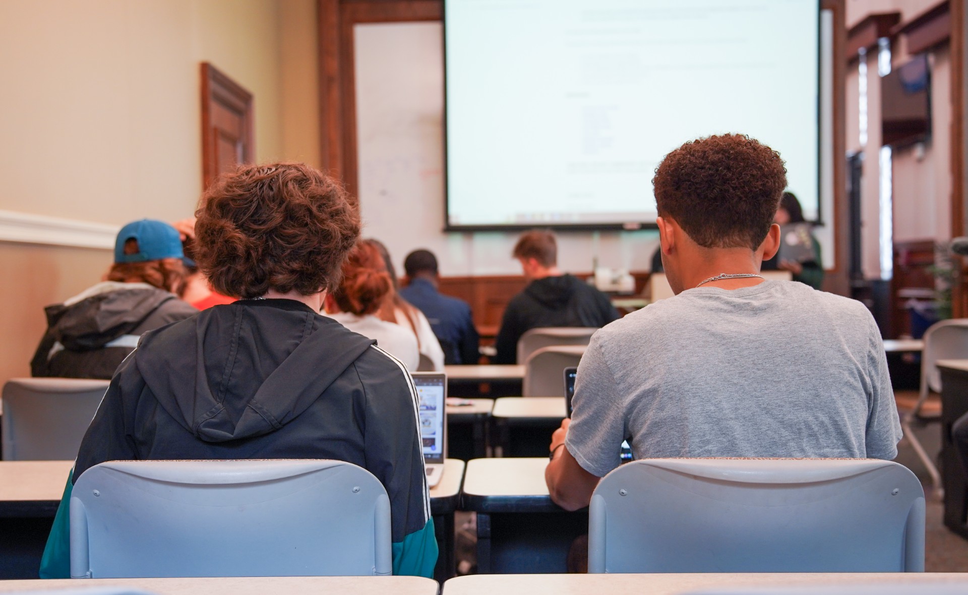 Students in a journalism building classroom Students in a journalism building classroom