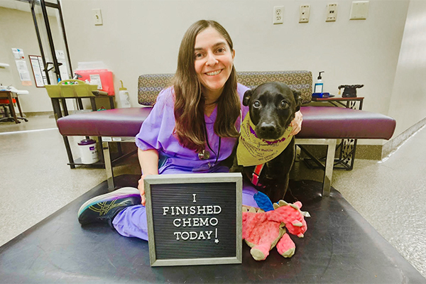 Dr. Brittany Hodgkiss with Emmy, terrier-Labrador mix